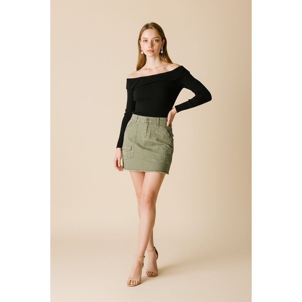 Democracy 'Ab" Mini Skirt SZ 6 Military Army Green Cargo Pockets Casual
